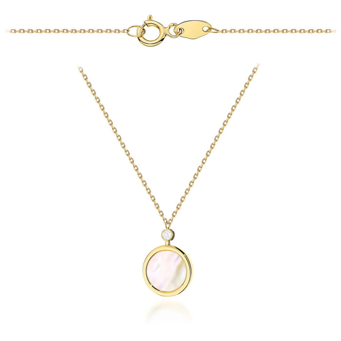 Colier Din Aur 14K Cu Pandantiv Cerc, Masă Perlată Și Zirconiu