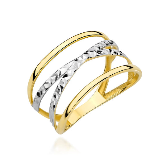 Inel Bicolor Din Aur 14K Cu Finisaj Tip Diamant