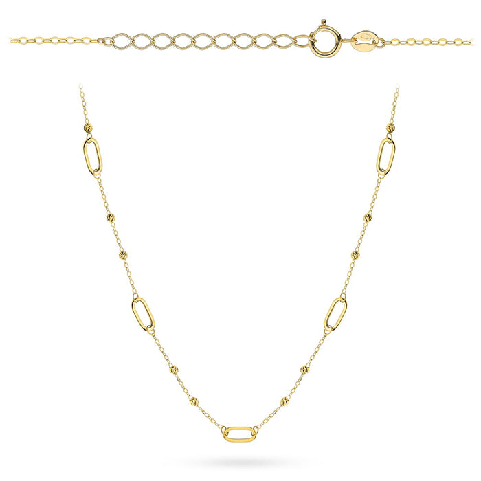 Colier Elegant Din Aur Cu Bile Și Zale Fațetate