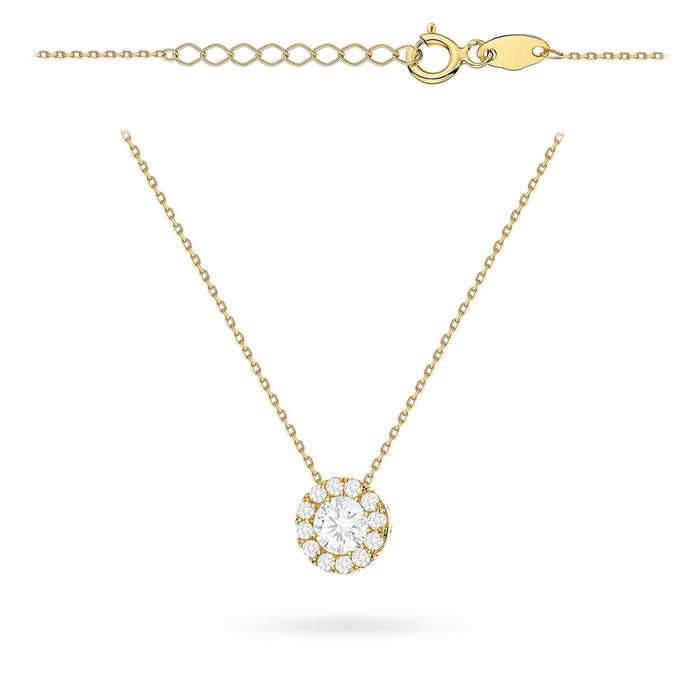 Colier Elegant Din Aur 14K Cu Pandantiv Cerc Și Cirkonii