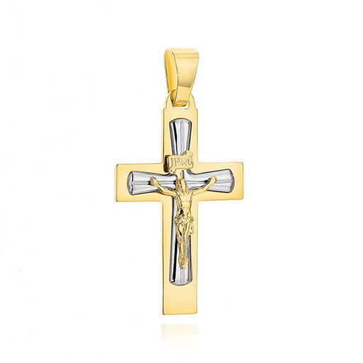 Cruciuliță Din Aur Cu Iisus Răstignit În Două Tonuri