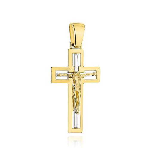 Cruce Din Aur 14K Cu Isus Răstignit, În Două Culori