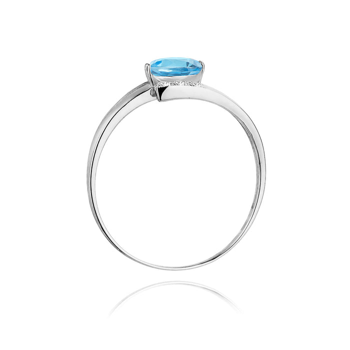 Inel Aur 14K cu Topaz 0.50 ct si Diamante Naturale 0.05 ct
