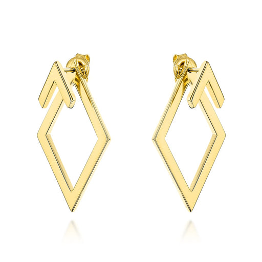 Cercei Aur Galben 14K Rombi Tridimensionali