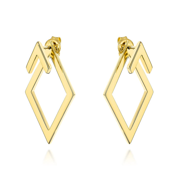 Cercei Aur Galben 14K Rombi Tridimensionali