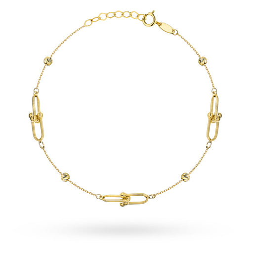 Brățară Din Aur 14K Cu Zale Împletite Și Biluțe Fațetate