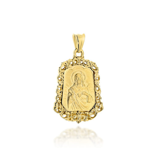 Medalion Religios Dublu Scapular Din Aur 14K În Montură Ornată