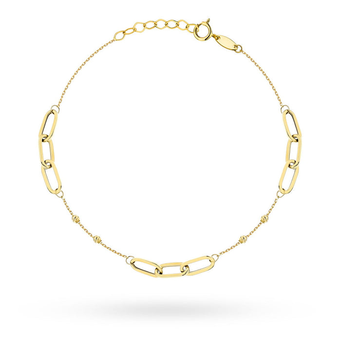 Brățară Elegantă din Aur 14K cu Zale Lungi și Bile Șlefuite