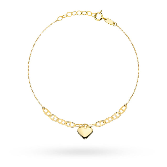 Brățară Aur 14K cu Inimă Delicată și Verigi