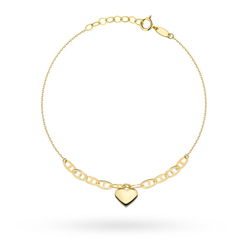 Brățară Aur 14K cu Inimă Delicată și Verigi