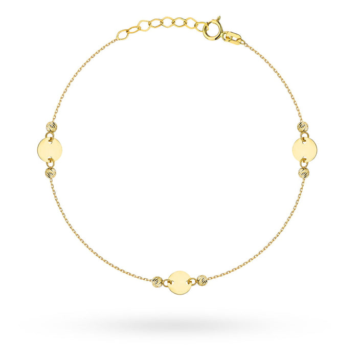 Brățară din Aur 14K cu Bile și Cercuri Fațetate