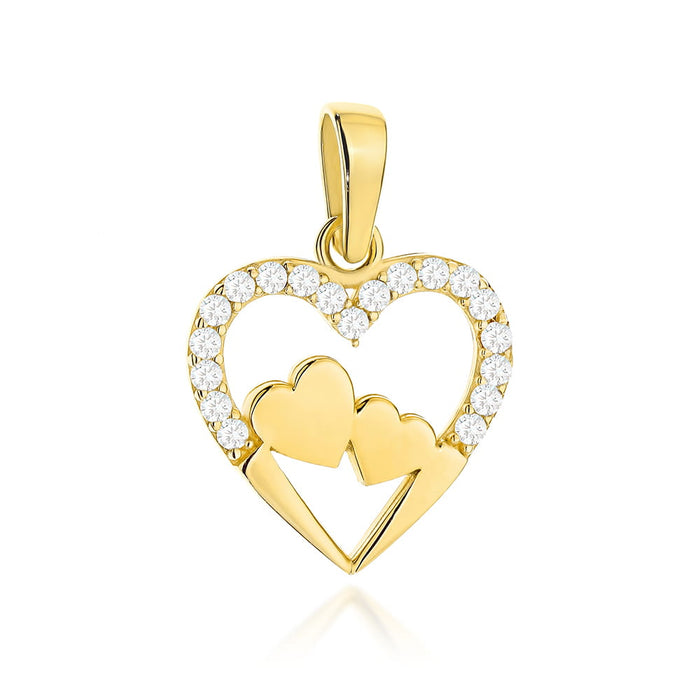 Pandantiv Aur 14K "Inimi Împletite" cu Zirconii