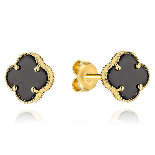 Cercei de aur cu trifoi negru 11mm