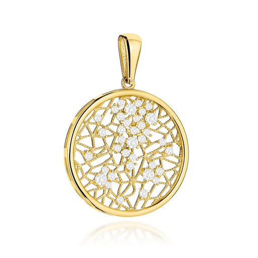 Pandantiv Aur Galben 14K Cerc Ajour Cu Zirconii