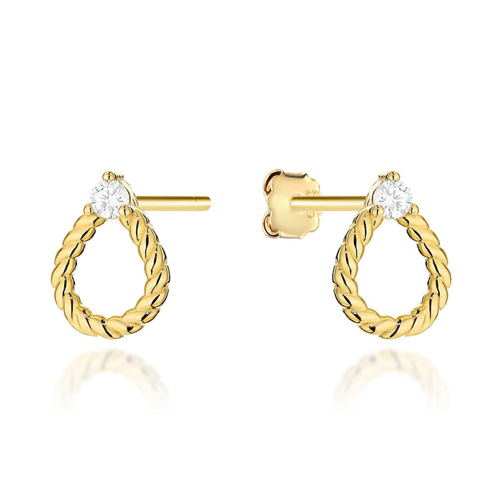 Cercei Aur 14K Galben Tip Lacrimă Cu Tijă