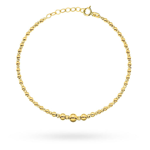 Brățară Elegantă din Aur 14K cu Biluțe Netede și Fațetate