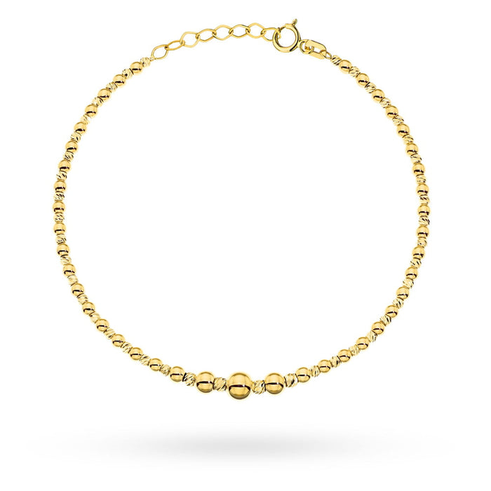 Brățară Elegantă din Aur 14K cu Biluțe Netede și Fațetate