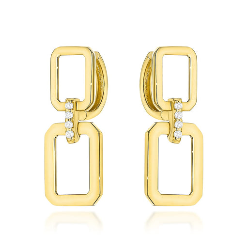 Cercei Aur Dreptunghiulari Cu Zirconii Tip Creole