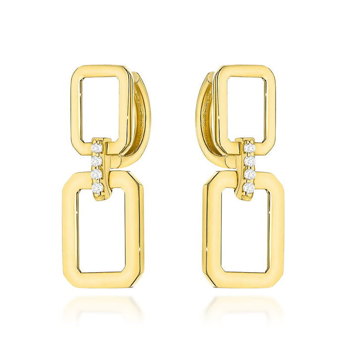 Cercei Aur Dreptunghiulari Cu Zirconii Tip Creole