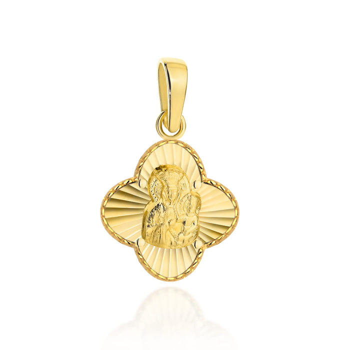 Medalion De Aur Cu Maica Domnului În Formă De Trifoi