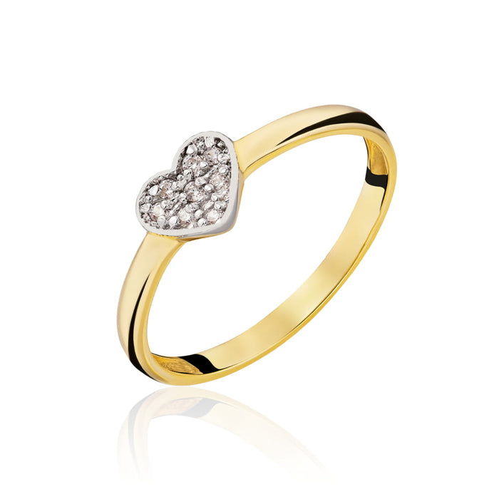 Inel din Aur 14K cu Inimă Ornată cu Zirconiu
