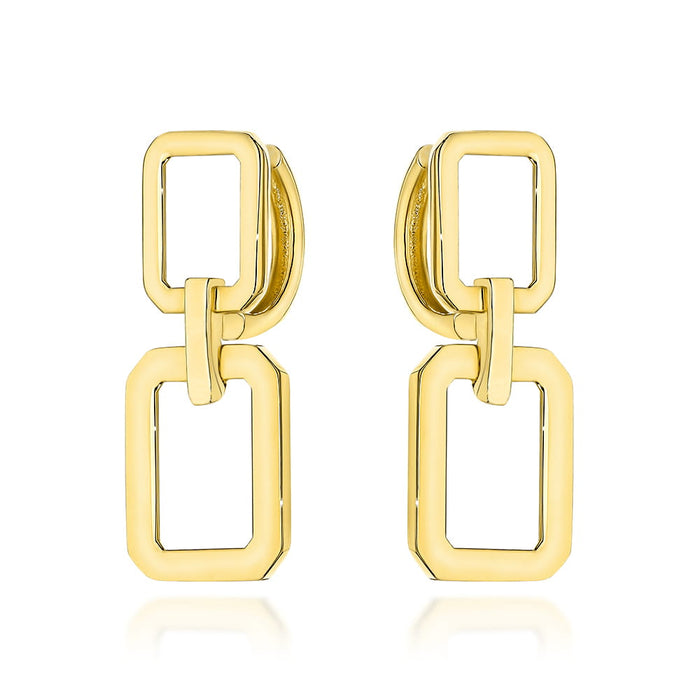 Cercei Aur 14K Dreptunghiulari pe Creolă - Eleganță Atemporală