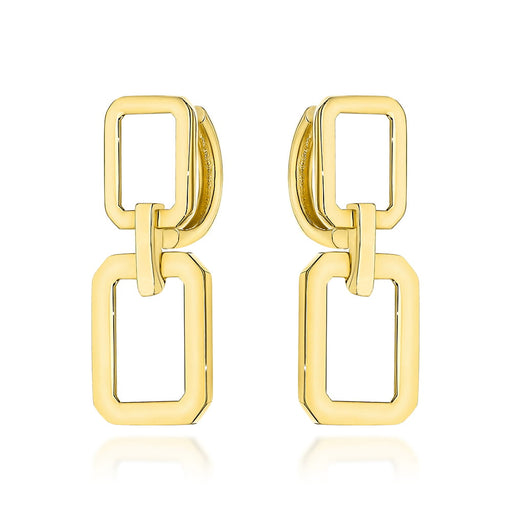 Cercei Aur 14K Dreptunghiulari pe Creolă - Eleganță Atemporală