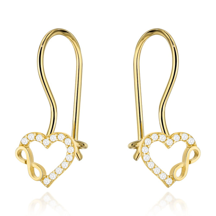 Cercei Aur 14K Inimă cu Zirconii și Semnul Infinitului