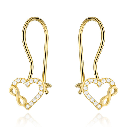 Cercei Aur 14K Inimă cu Zirconii și Semnul Infinitului