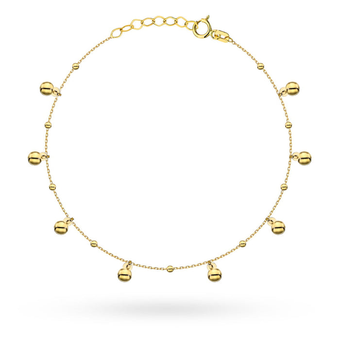 Brățară Aur 14K cu Bile Pendulare și Detalii Delicate