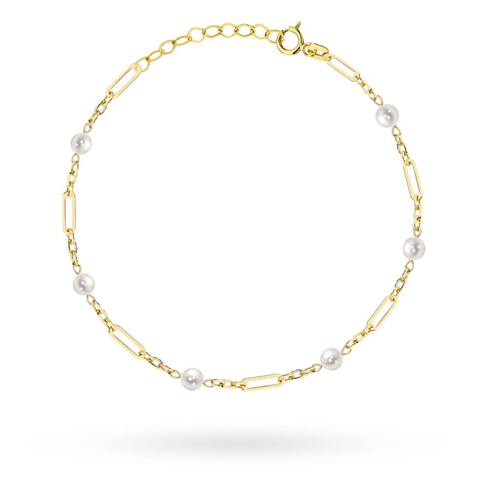 Brățară Aur 14K cu Zale Lungi și Perle Naturale