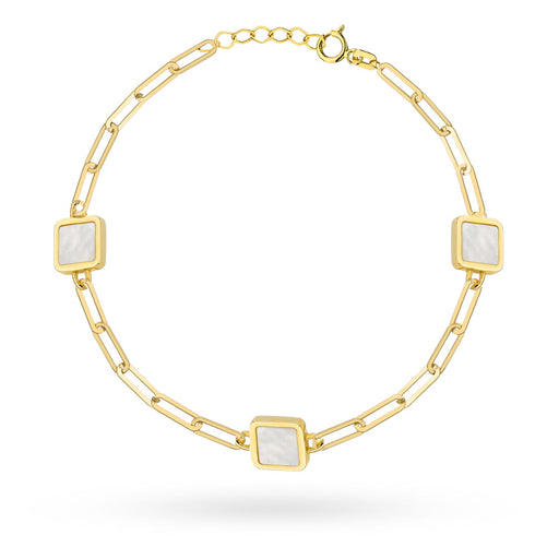 Brățară Aur 14K Cu Zale Lungi și Pătrate din Sidef
