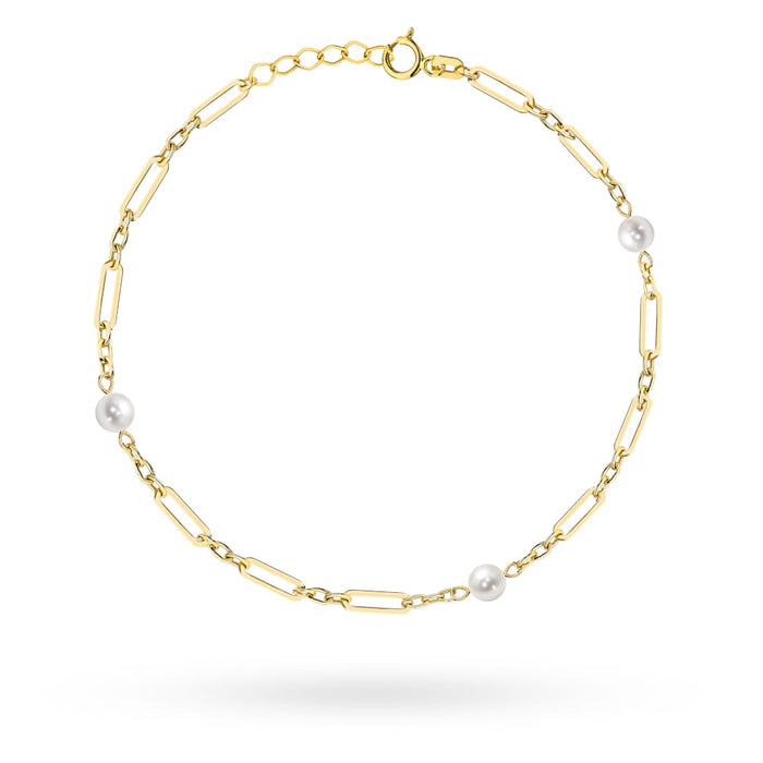 Brățară Aur 14K cu Zale Delicate și Perle Naturale