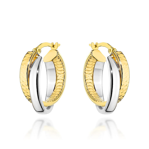 Cercei Aur 14K Două Cercuri Împletite, Design Elegant