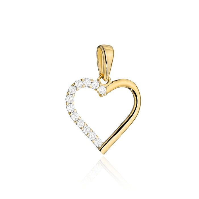 Pandantiv Aur 14K Inimă Mică, Zirconii Strălucitoare