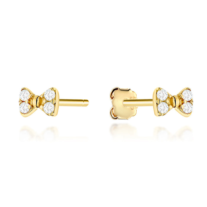 Cercei Aur 14K Cocarde Zirconiu pe Tijă