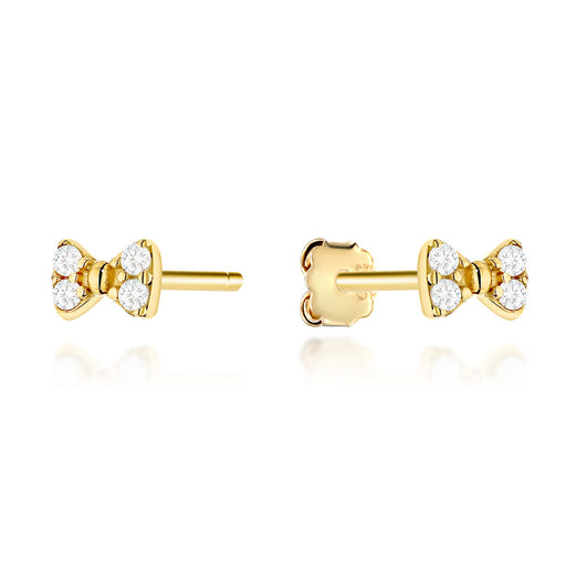 Cercei Aur 14K Cocarde Zirconiu pe Tijă