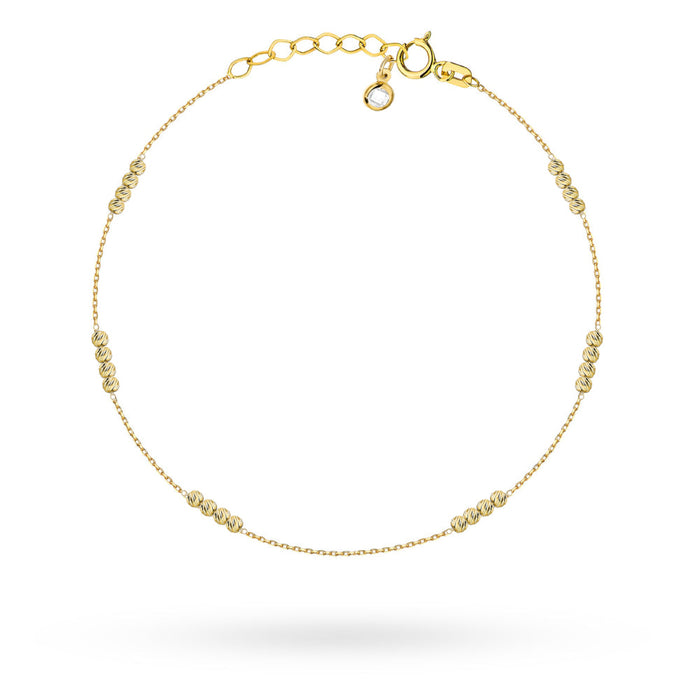Brățară de Glezna Aur 14K cu Bile Diamantate