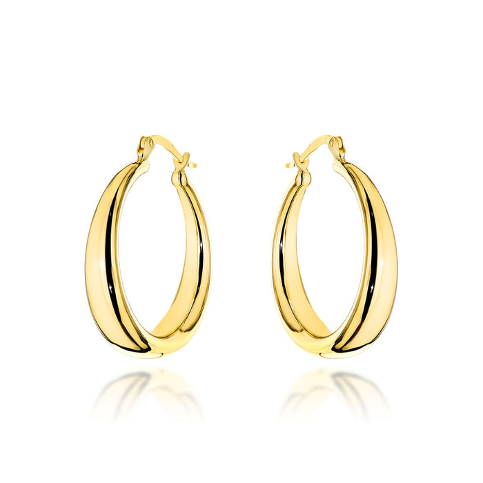 Cercei Aur 14K Rotunzi cu Bandă Lată, Prindere Engleză - Eleganță Atemporală