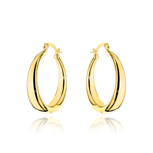 Cercei Aur 14K Rotunzi cu Bandă Lată, Prindere Engleză - Eleganță Atemporală