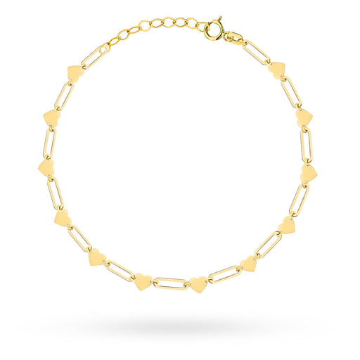 Brățară de Glezna Aur 14K cu Zale Alungite și Inimioare