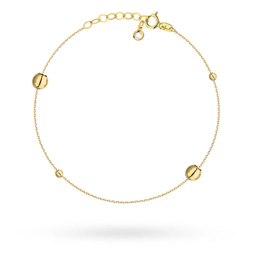 Brățară de Gleznă Aur 14K Cu Bile Mici și Mari – Eleganță Subtilă