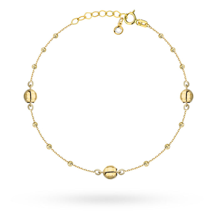 Bratara de Gleznă Aur 14K cu Biluțe Mari și Mici