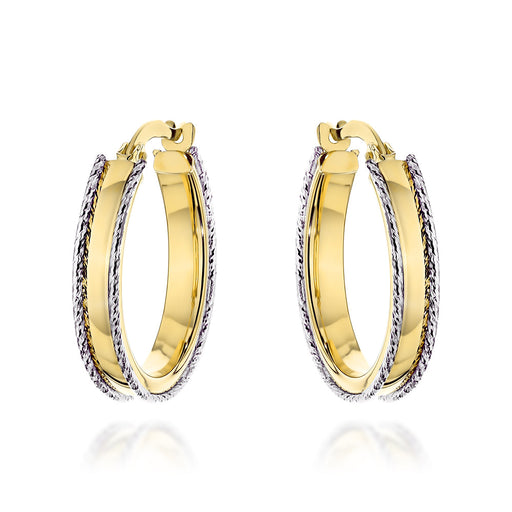 Cercei Aur 14K Rotunzi Bicolori - Eleganță Sculptată