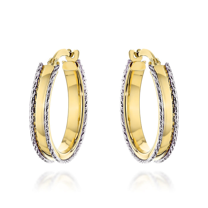 Cercei Aur 14K Rotunzi Bicolori - Eleganță Sculptată