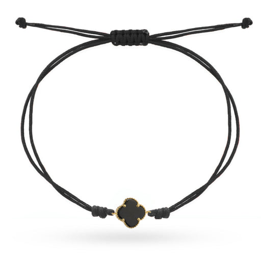 Bratara Aur 14K Trifoi Negru cu Onix Sintetic