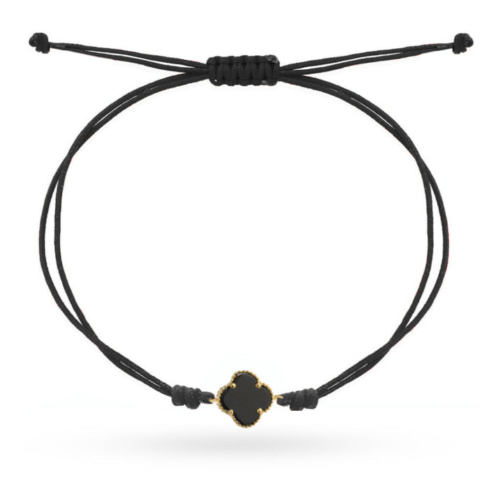 Bratara Aur 14K Trifoi Negru cu Onix Sintetic