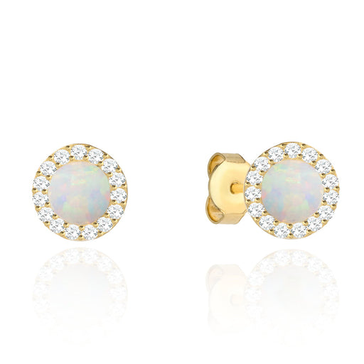 Cercei Aur 14K Rotunzi cu Opal și Zirconii