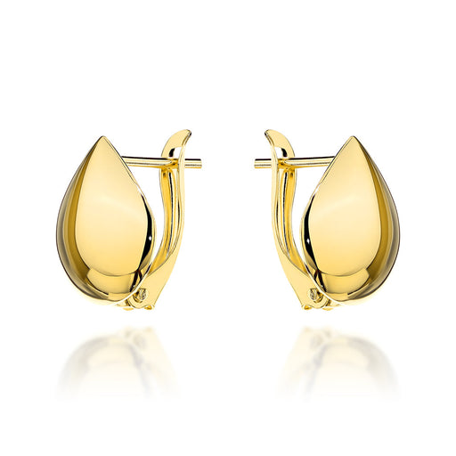 Cercei Aur 14K Lacrimă Lată cu Închidere Engleză