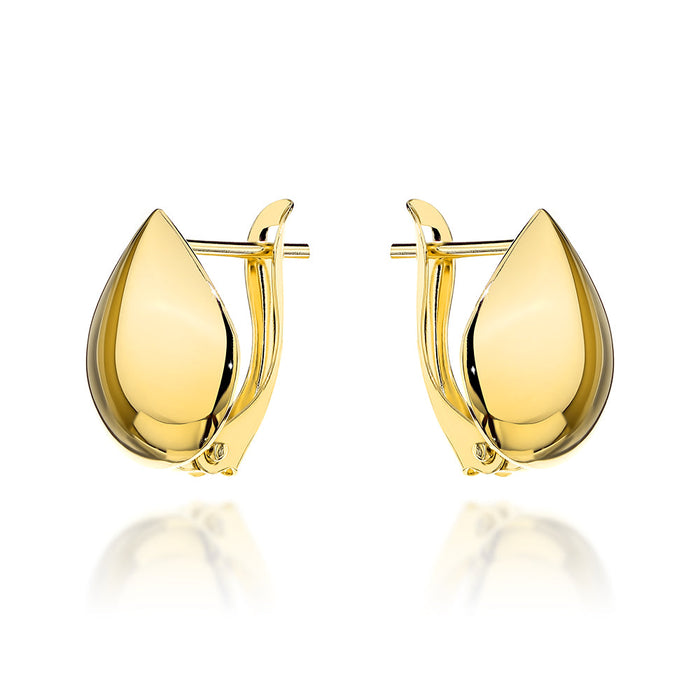 Cercei Aur 14K Lacrimă Lată cu Închidere Engleză